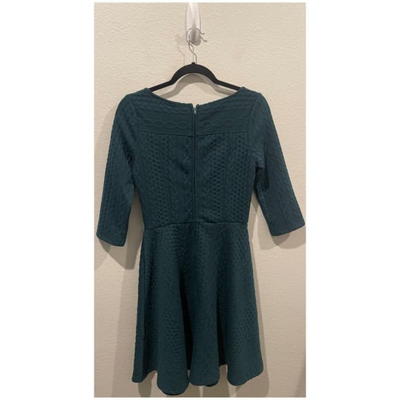 MODCLOTH Braid My Entire Day 3/4 Sleeve Green Mini Dress - Picture 4 of 4